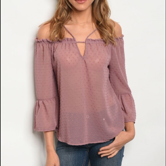 Women’s Sheer Cold Shoulder Top - Picture 3 of 7